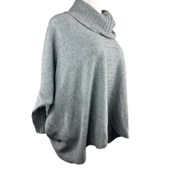 Nordstrom Collection 100% Cashmere Gray Cowl Neck Poncho Sweater Oversized XS/S - Picture 3 of 14